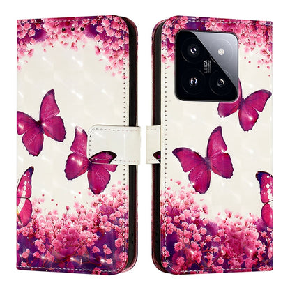 Xiaomi 14 Pro Leather Flip Phone Case with 3D Painted Design, Card Holder, Wallet & Stand Function - Durable Protection & Easy Access