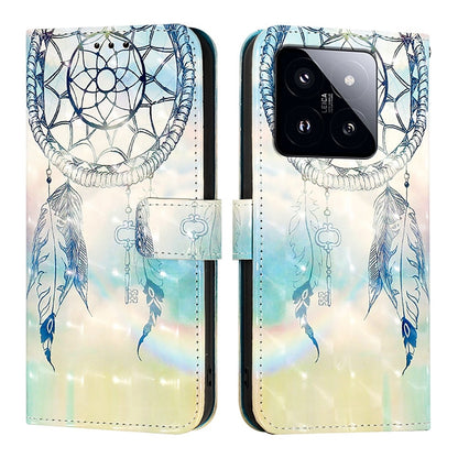 Xiaomi 14 Pro Leather Flip Phone Case with 3D Painted Design, Card Holder, Wallet & Stand Function - Durable Protection & Easy Access