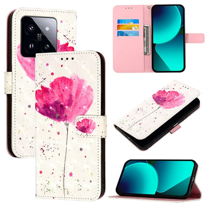 Xiaomi 14 Pro Leather Flip Phone Case with 3D Painted Design, Card Holder, Wallet & Stand Function - Durable Protection & Easy Access