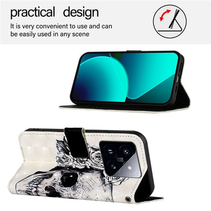 Xiaomi 14 Pro Leather Flip Phone Case with 3D Painted Design, Card Holder, Wallet & Stand Function - Durable Protection & Easy Access