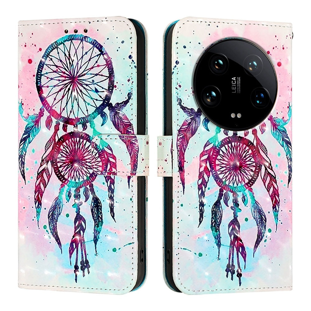 Xiaomi 14 Ultra Leather Flip Phone Case with 3D Painted Design, Card Holder, Wallet & Stand Function - Durable Protection & Easy Access