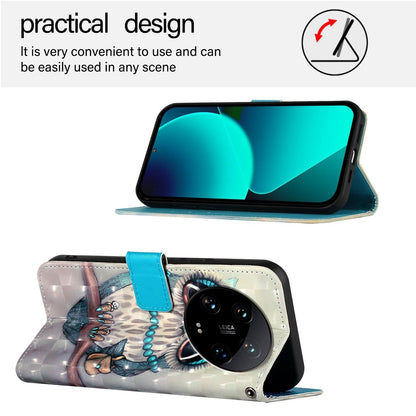 Xiaomi 14 Ultra Leather Flip Phone Case with 3D Painted Design, Card Holder, Wallet & Stand Function - Durable Protection & Easy Access