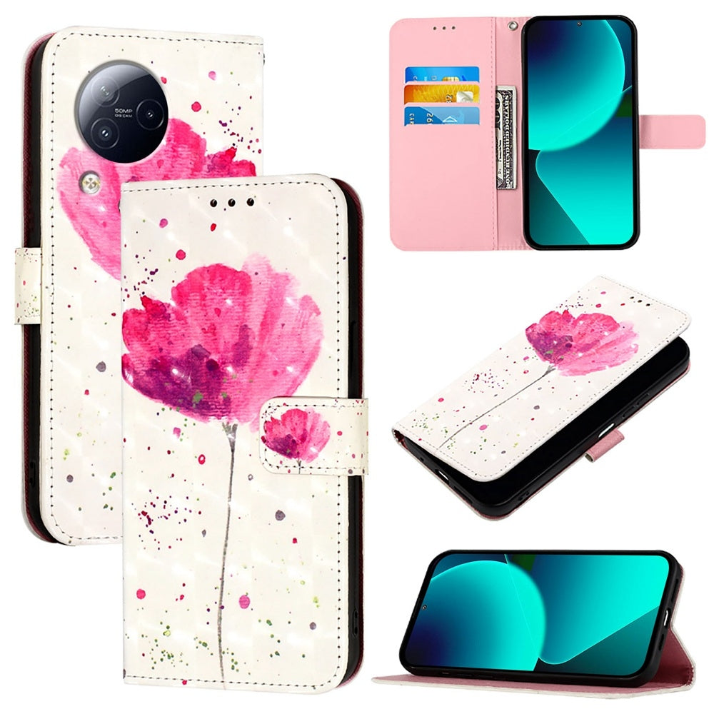 Xiaomi Civi 3 Leather Flip Phone Case with 3D Painted Design, Card Holder, Wallet & Stand Function - Durable Protection & Easy Access