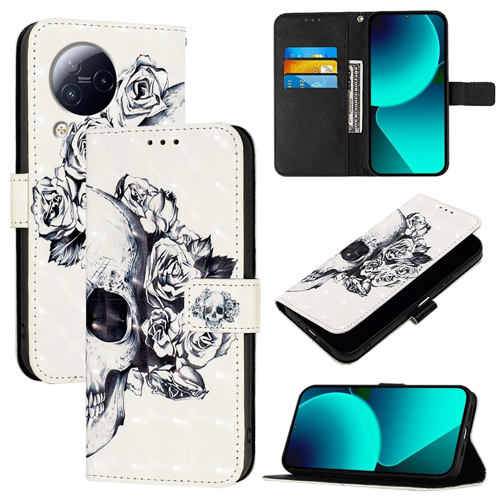 Xiaomi Civi 3 Leather Flip Phone Case with 3D Painted Design, Card Holder, Wallet & Stand Function - Durable Protection & Easy Access