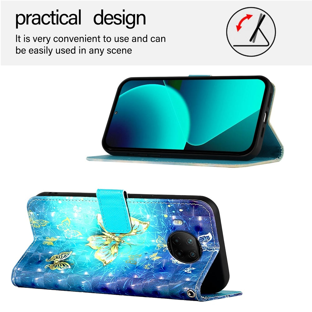 Xiaomi Mi 10T Lite 5G Leather Flip Phone Case with 3D Painted Design, Card Holder, Wallet & Stand Function - Durable Protection & Easy Access