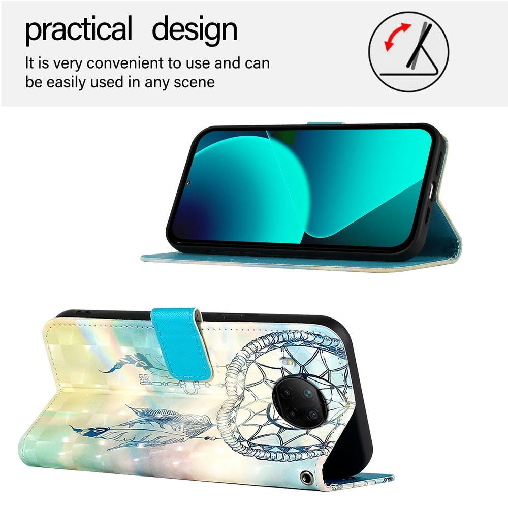 Xiaomi Mi 10T Lite 5G Leather Flip Phone Case with 3D Painted Design, Card Holder, Wallet & Stand Function - Durable Protection & Easy Access
