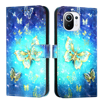 Xiaomi Mi 11 Leather Flip Phone Case with 3D Painted Design, Card Holder, Wallet & Stand Function - Durable Protection & Easy Access