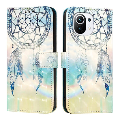 Xiaomi Mi 11 Leather Flip Phone Case with 3D Painted Design, Card Holder, Wallet & Stand Function - Durable Protection & Easy Access