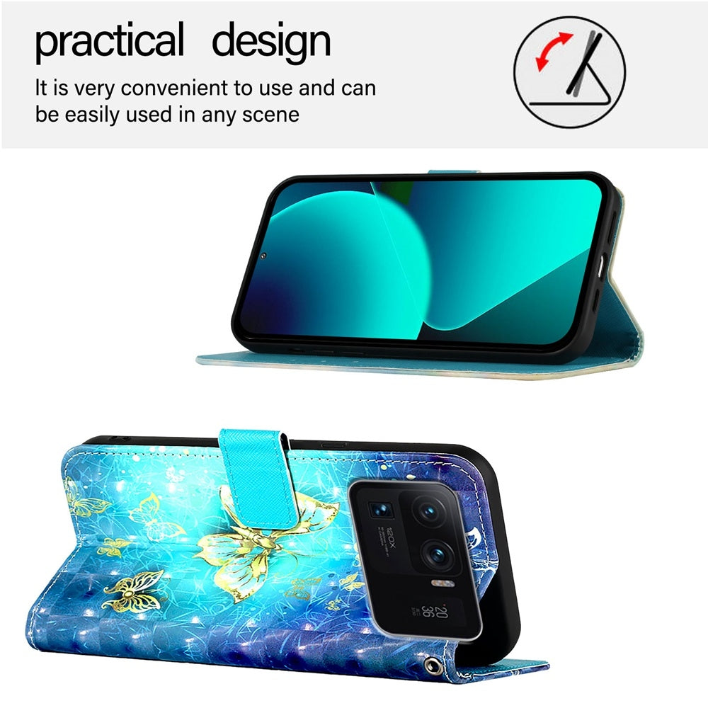 Xiaomi Mi 11 Ultra Leather Flip Phone Case with 3D Painted Design, Card Holder, Wallet & Stand Function - Durable Protection & Easy Access