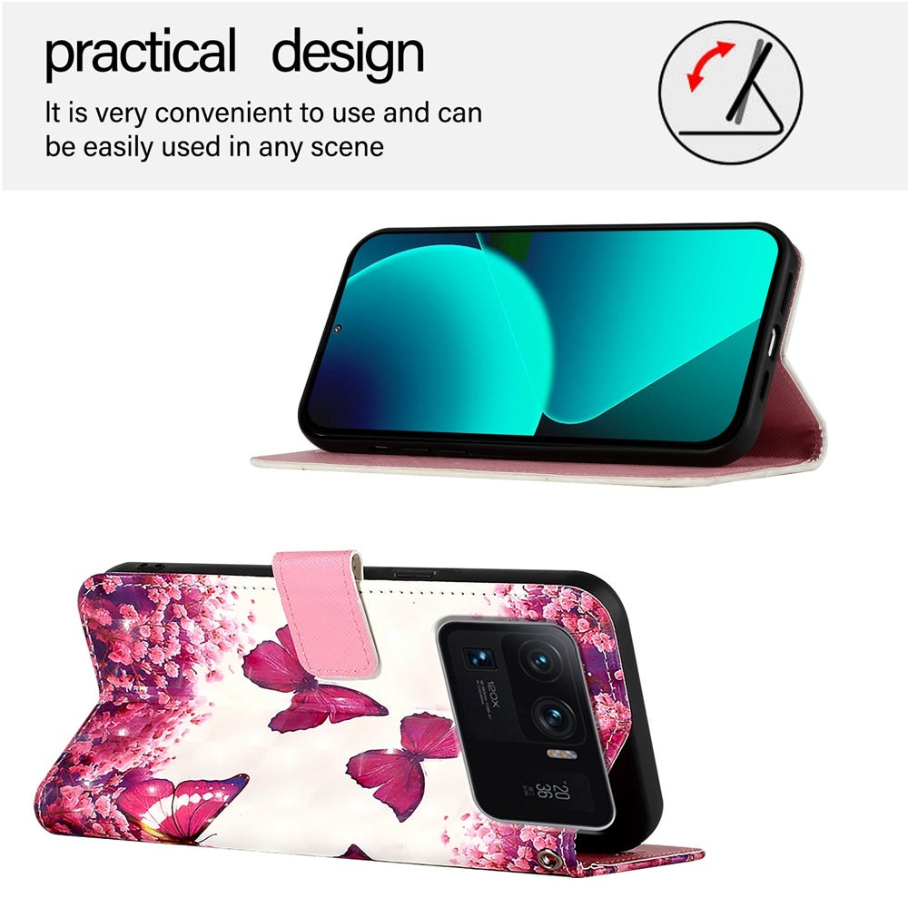 Xiaomi Mi 11 Ultra Leather Flip Phone Case with 3D Painted Design, Card Holder, Wallet & Stand Function - Durable Protection & Easy Access
