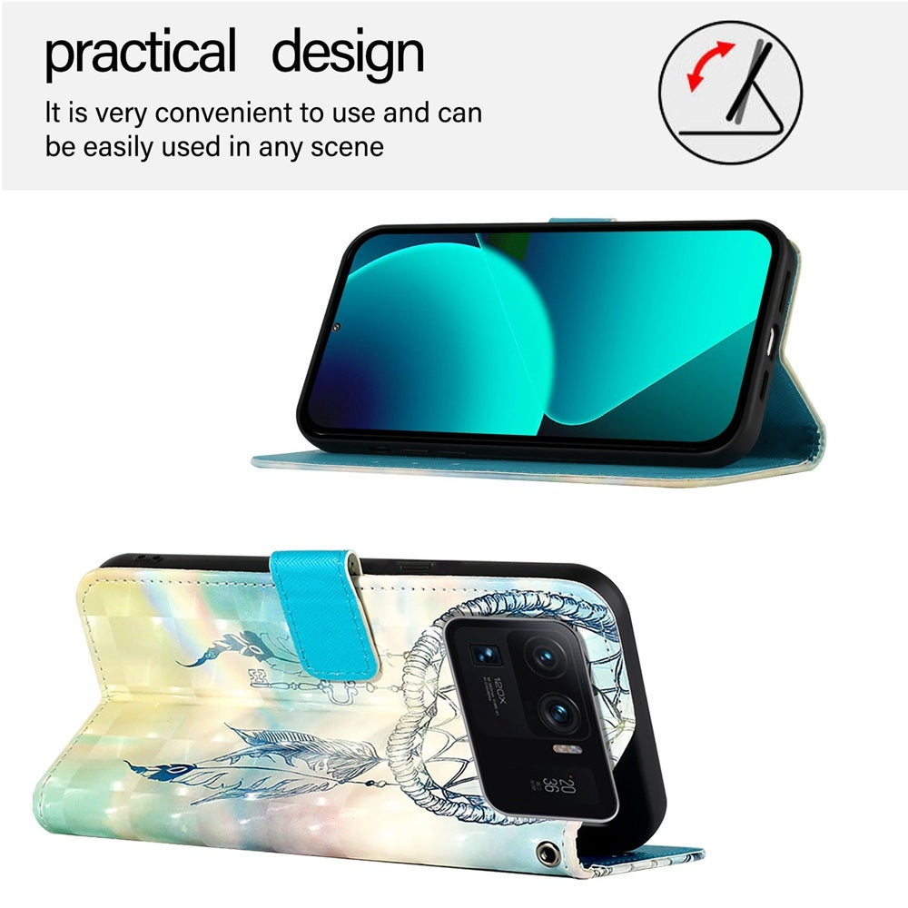 Xiaomi Mi 11 Ultra Leather Flip Phone Case with 3D Painted Design, Card Holder, Wallet & Stand Function - Durable Protection & Easy Access