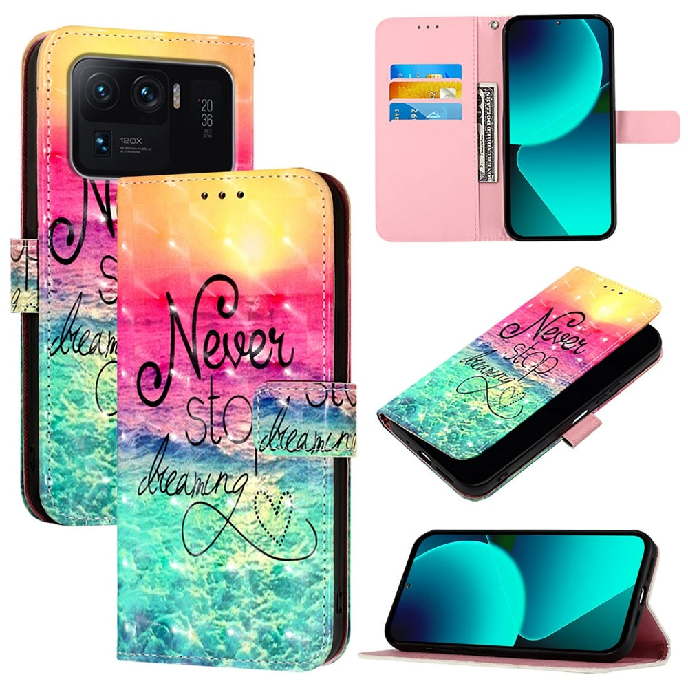 Xiaomi Mi 11 Ultra Leather Flip Phone Case with 3D Painted Design, Card Holder, Wallet & Stand Function - Durable Protection & Easy Access
