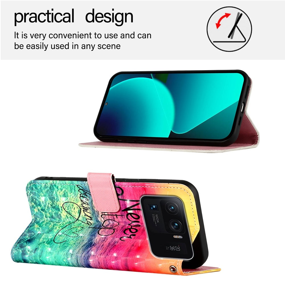 Xiaomi Mi 11 Ultra Leather Flip Phone Case with 3D Painted Design, Card Holder, Wallet & Stand Function - Durable Protection & Easy Access