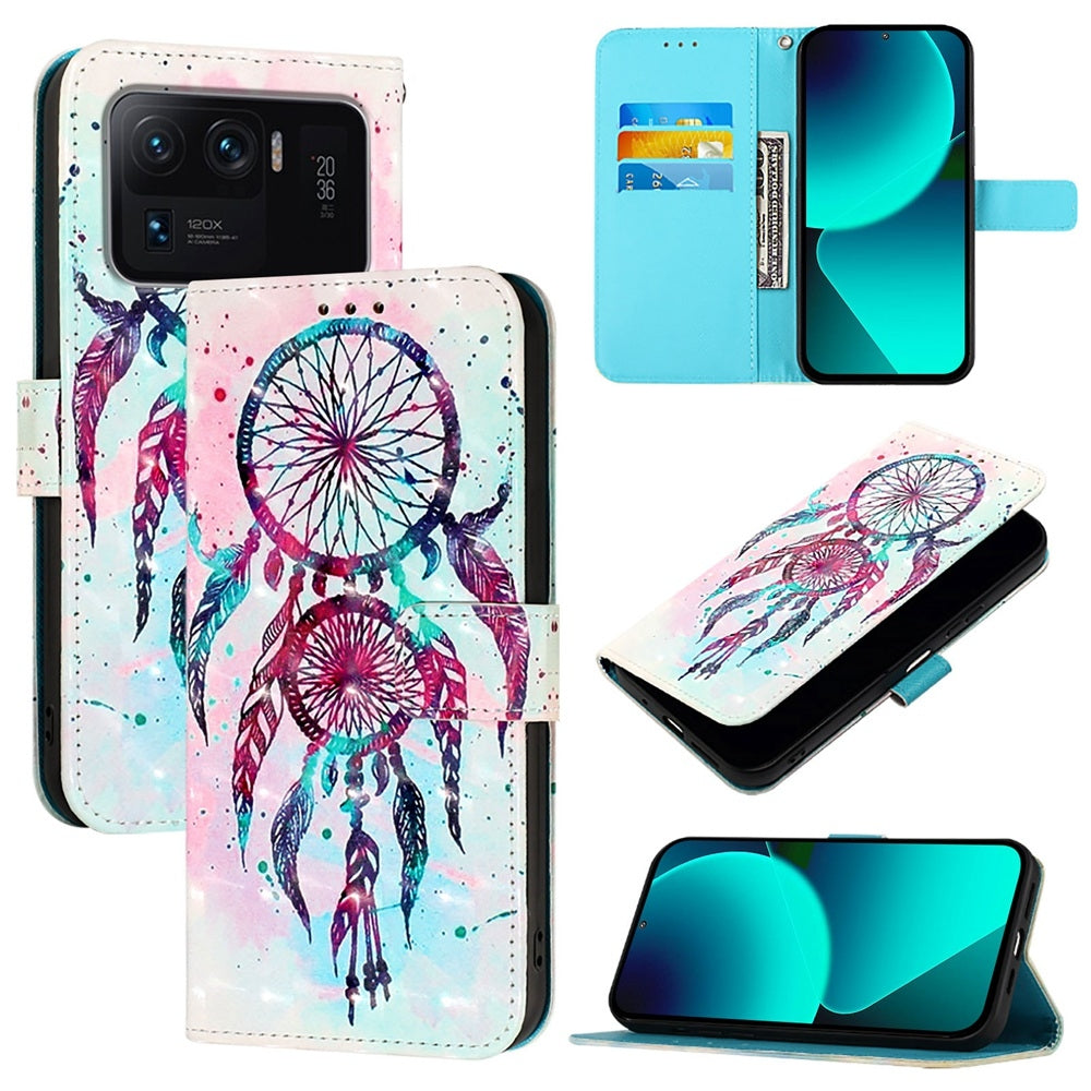 Xiaomi Mi 11 Ultra Leather Flip Phone Case with 3D Painted Design, Card Holder, Wallet & Stand Function - Durable Protection & Easy Access