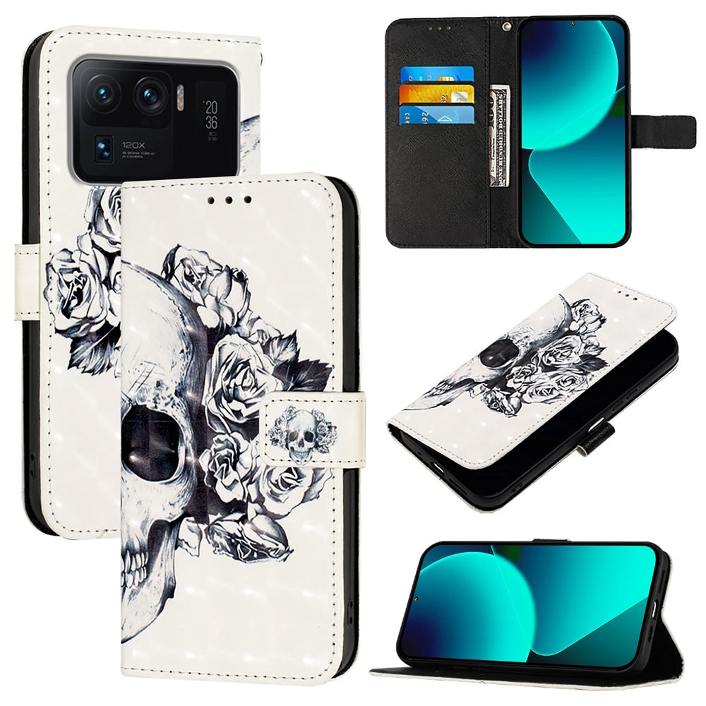 Xiaomi Mi 11 Ultra Leather Flip Phone Case with 3D Painted Design, Card Holder, Wallet & Stand Function - Durable Protection & Easy Access