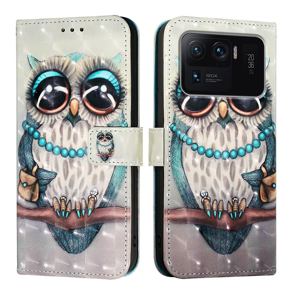 Xiaomi Mi 11 Ultra Leather Flip Phone Case with 3D Painted Design, Card Holder, Wallet & Stand Function - Durable Protection & Easy Access