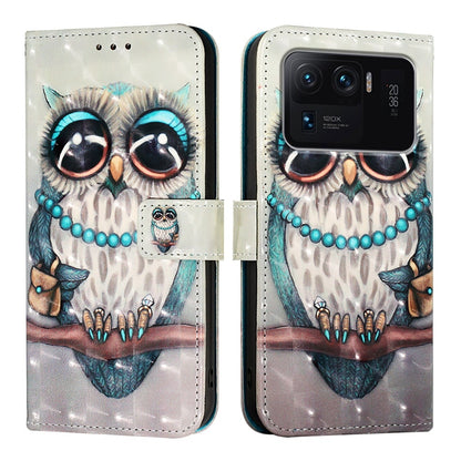Xiaomi Mi 11 Ultra Leather Flip Phone Case with 3D Painted Design, Card Holder, Wallet & Stand Function - Durable Protection & Easy Access
