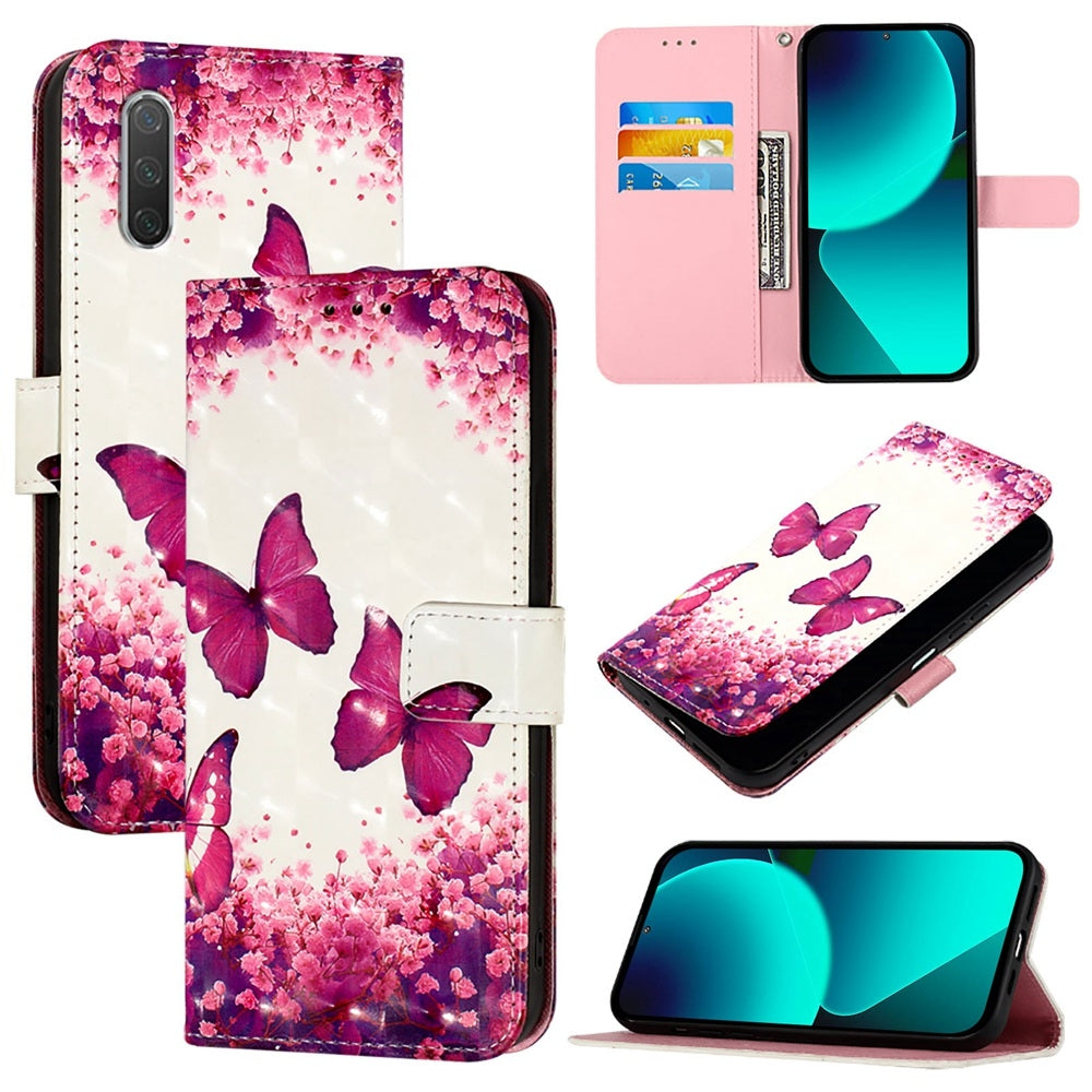 Xiaomi Mi CC9e Leather Flip Phone Case with 3D Painted Design, Card Holder, Wallet & Stand Function - Durable Protection & Easy Access