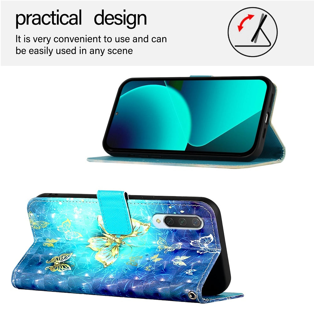 Xiaomi Mi CC9 Leather Flip Phone Case with 3D Painted Design, Card Holder, Wallet & Stand Function - Durable Protection & Easy Access