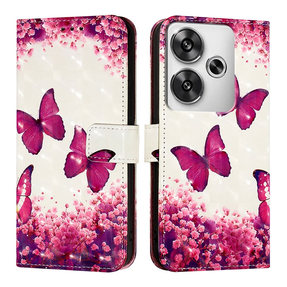 Xiaomi Poco F6 5G Leather Flip Phone Case with 3D Painted Design, Card Holder, Wallet & Stand Function - Durable Protection & Easy Access