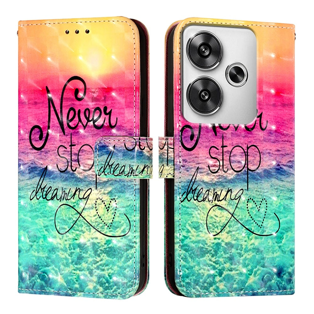 Xiaomi Poco F6 5G Leather Flip Phone Case with 3D Painted Design, Card Holder, Wallet & Stand Function - Durable Protection & Easy Access