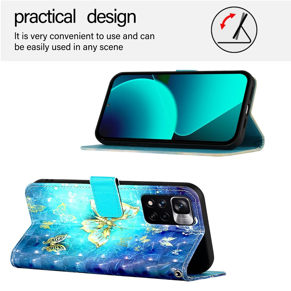 Xiaomi Poco X4 NFC Leather Flip Phone Case with 3D Painted Design, Card Holder, Wallet & Stand Function - Durable Protection & Easy Access