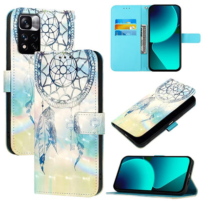 Xiaomi Poco X4 NFC Leather Flip Phone Case with 3D Painted Design, Card Holder, Wallet & Stand Function - Durable Protection & Easy Access