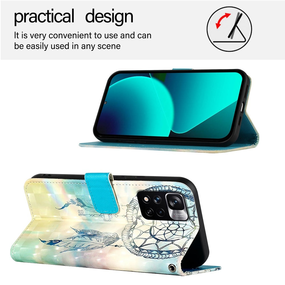 Xiaomi Poco X4 NFC Leather Flip Phone Case with 3D Painted Design, Card Holder, Wallet & Stand Function - Durable Protection & Easy Access