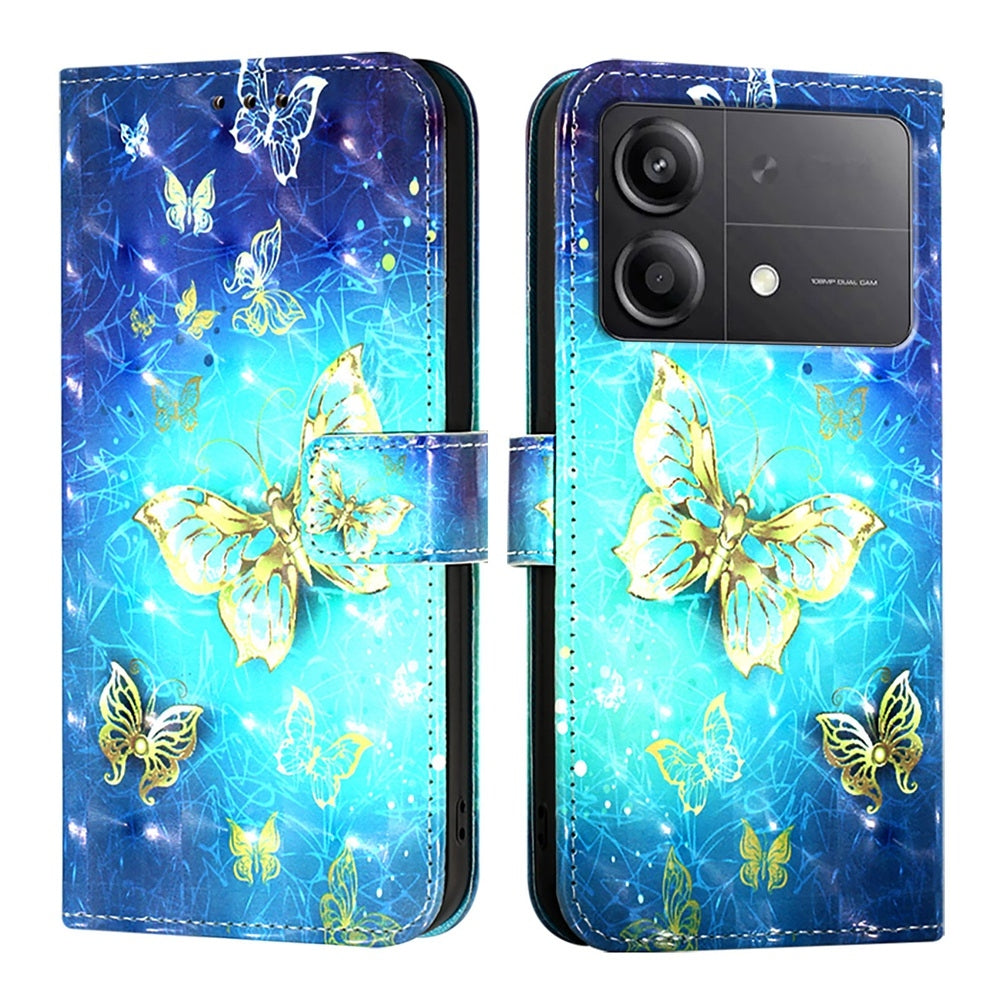 Xiaomi Poco X6 Neo Global Leather Flip Phone Case with 3D Painted Design, Card Holder, Wallet & Stand Function - Durable Protection & Easy Access