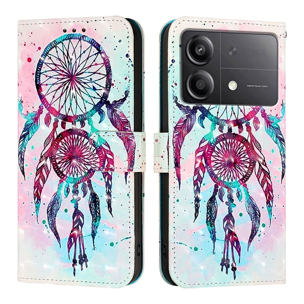 Xiaomi Poco X6 Neo Global Leather Flip Phone Case with 3D Painted Design, Card Holder, Wallet & Stand Function - Durable Protection & Easy Access