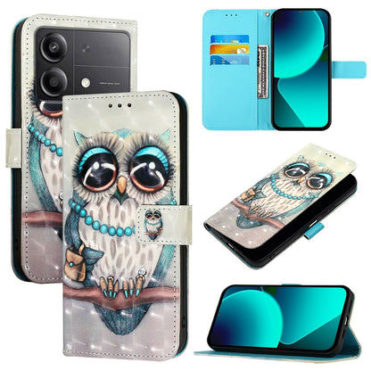 Xiaomi Poco X6 Neo Global Leather Flip Phone Case with 3D Painted Design, Card Holder, Wallet & Stand Function - Durable Protection & Easy Access