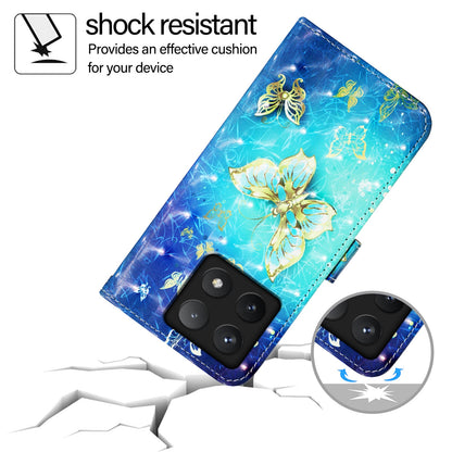 Xiaomi 14T Leather Flip Phone Case with 3D Painted Design, Card Holder, Wallet & Stand Function - Durable Protection & Easy Access