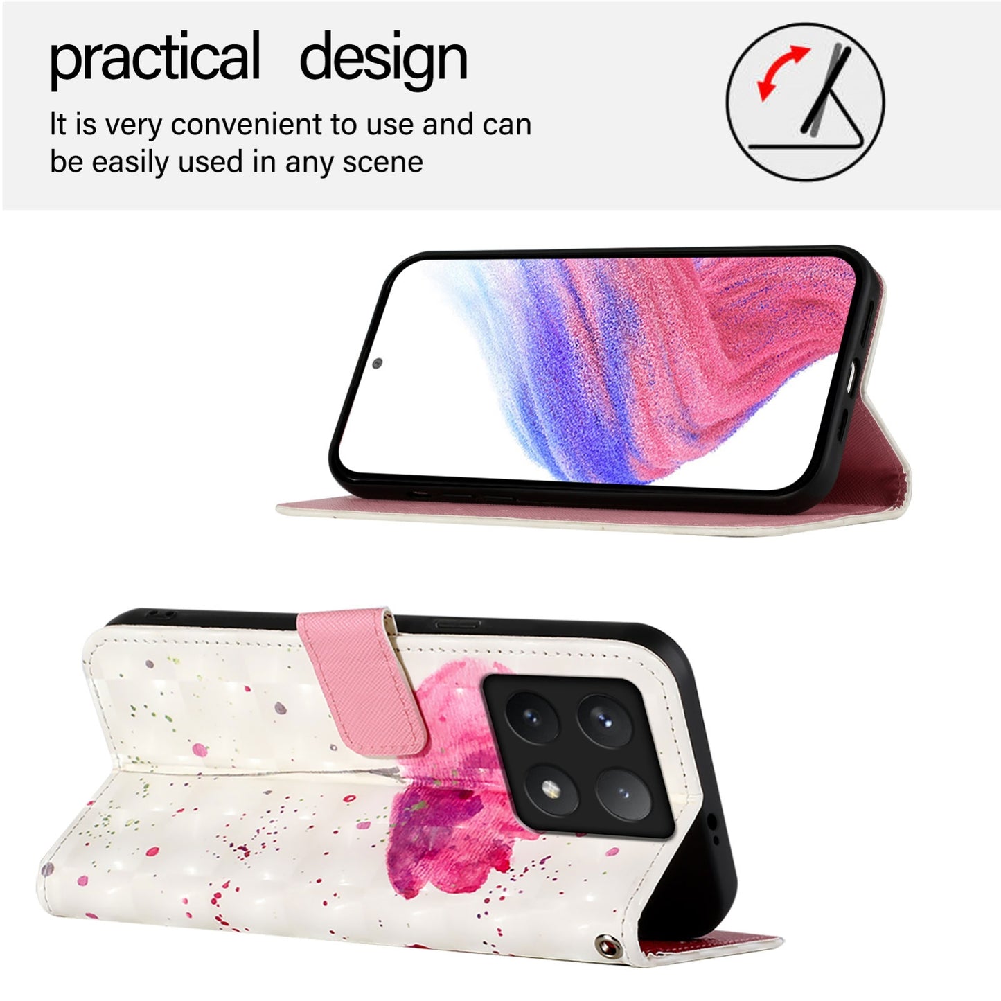 Xiaomi 14T Leather Flip Phone Case with 3D Painted Design, Card Holder, Wallet & Stand Function - Durable Protection & Easy Access