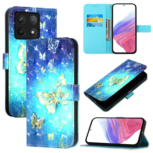 Xiaomi 14T Pro Leather Flip Phone Case with 3D Painted Design, Card Holder, Wallet & Stand Function - Durable Protection & Easy Access