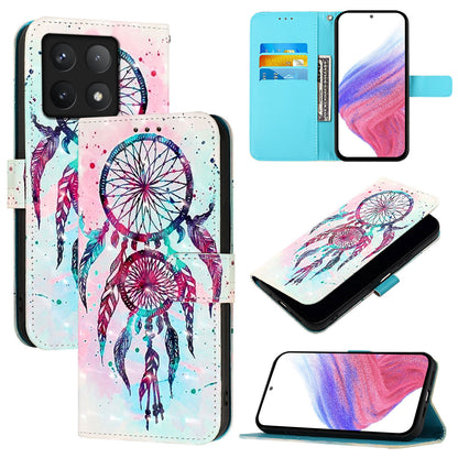 Xiaomi 14T Pro Leather Flip Phone Case with 3D Painted Design, Card Holder, Wallet & Stand Function - Durable Protection & Easy Access