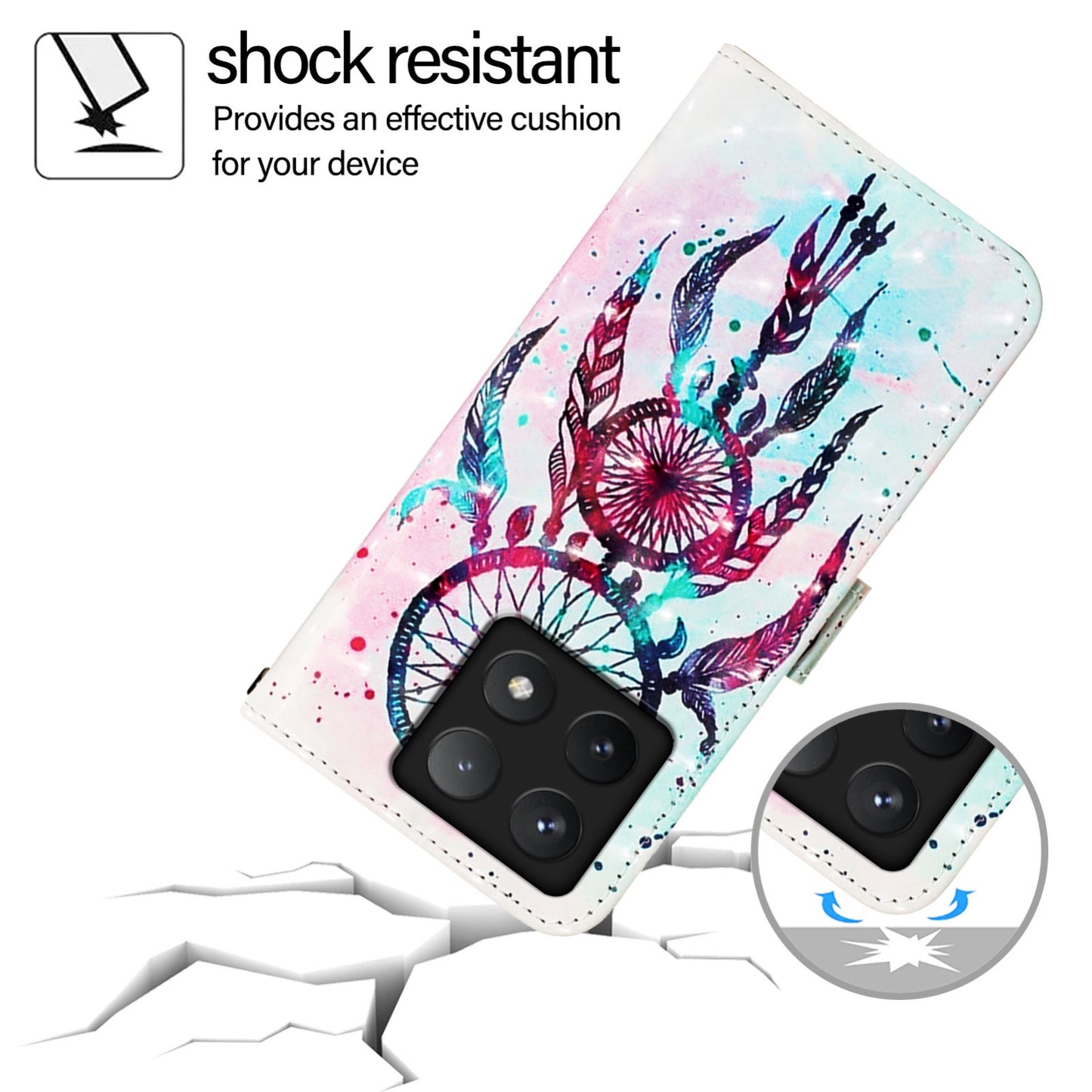 Xiaomi 14T Pro Leather Flip Phone Case with 3D Painted Design, Card Holder, Wallet & Stand Function - Durable Protection & Easy Access