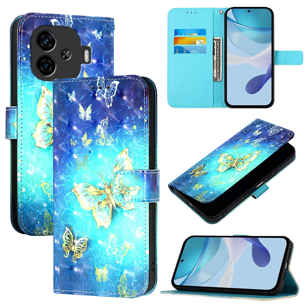 vivo iQOO Z9 Turbo Leather Flip Phone Case with 3D Painted Design, Card Holder, Wallet & Stand Function - Durable Protection & Easy Access