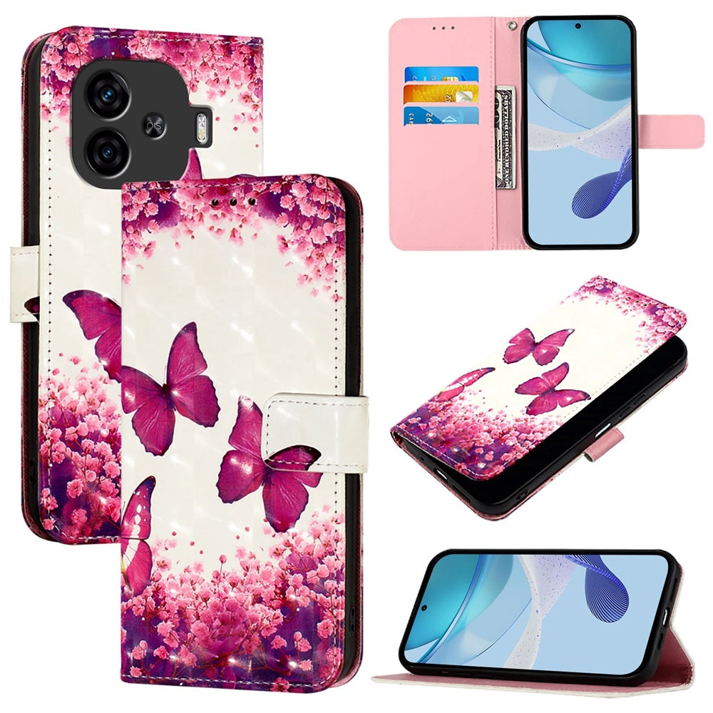 vivo iQOO Z9 Leather Flip Phone Case with 3D Painted Design, Card Holder, Wallet & Stand Function - Durable Protection & Easy Access