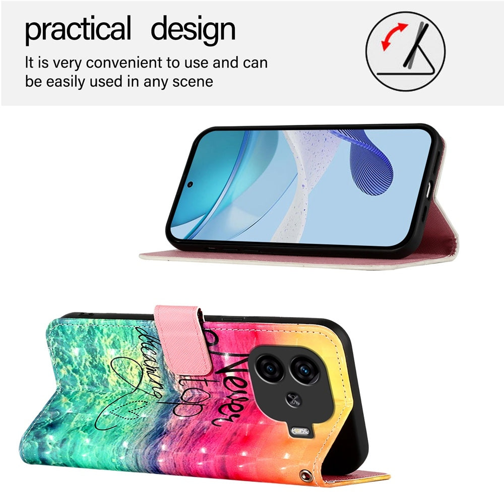 vivo iQOO Z9 Leather Flip Phone Case with 3D Painted Design, Card Holder, Wallet & Stand Function - Durable Protection & Easy Access