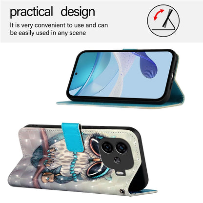 vivo iQOO Z9 Turbo Leather Flip Phone Case with 3D Painted Design, Card Holder, Wallet & Stand Function - Durable Protection & Easy Access