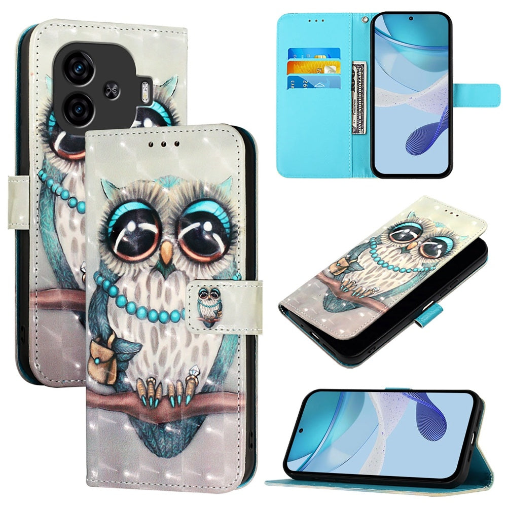 vivo iQOO Z9 Turbo Leather Flip Phone Case with 3D Painted Design, Card Holder, Wallet & Stand Function - Durable Protection & Easy Access