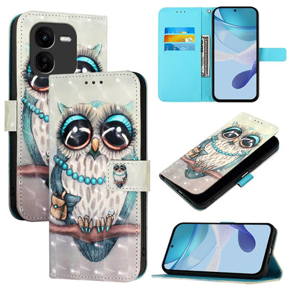 vivo iQOO Z9x Leather Flip Phone Case with 3D Painted Design, Card Holder, Wallet & Stand Function - Durable Protection & Easy Access