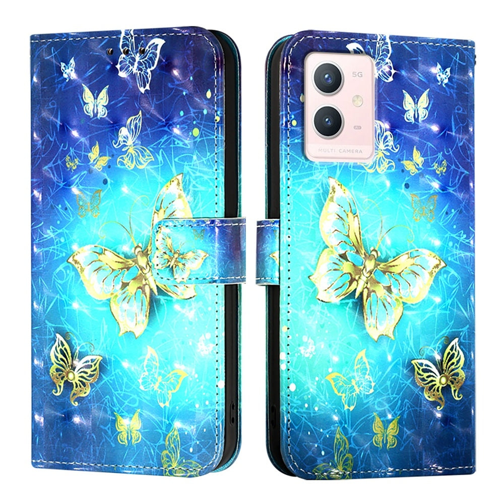 For vivo Y75 4G Leather Flip Phone Case with 3D Painted Design, Card Holder, Wallet & Stand Function - Durable Protection & Easy Access