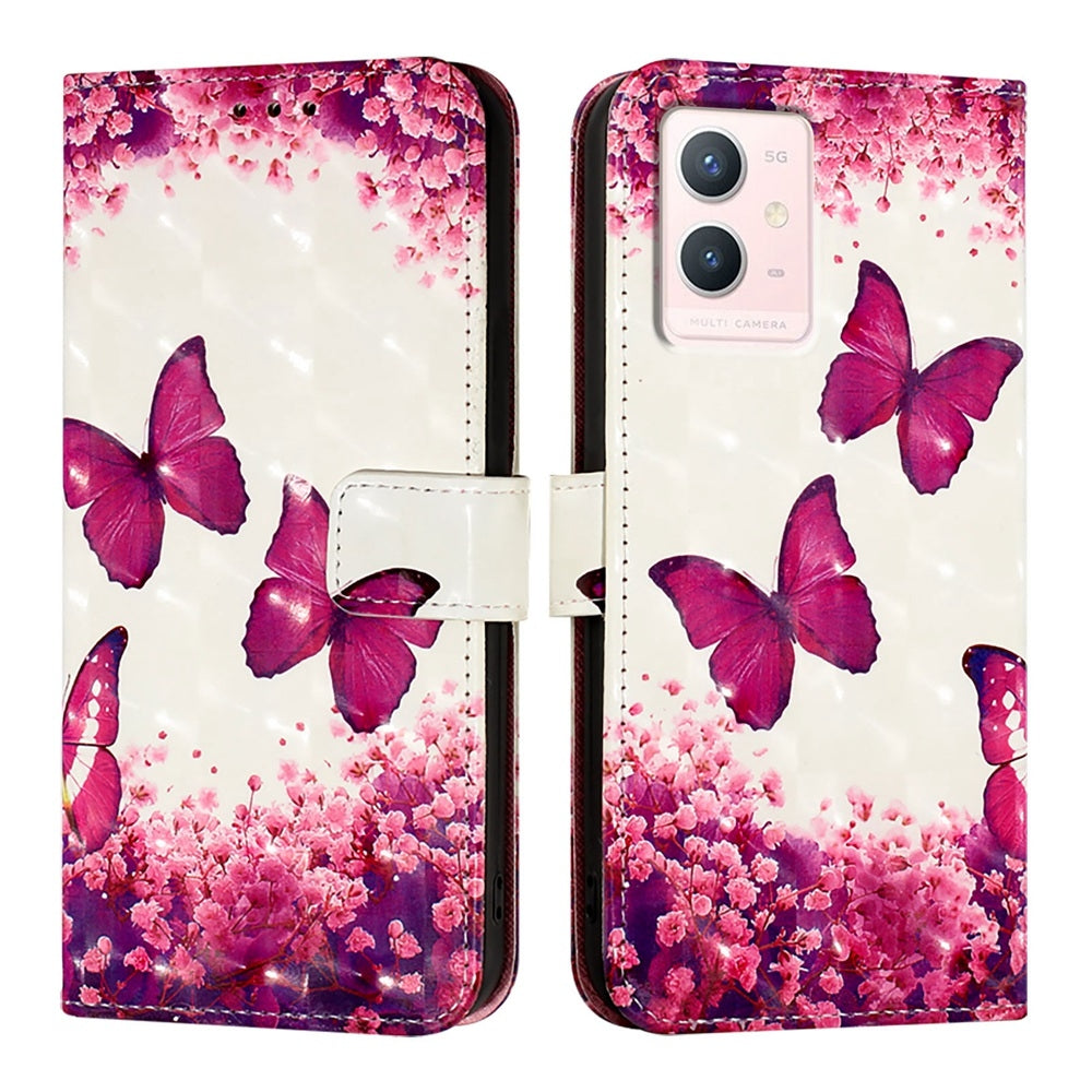 For vivo Y75 4G Leather Flip Phone Case with 3D Painted Design, Card Holder, Wallet & Stand Function - Durable Protection & Easy Access