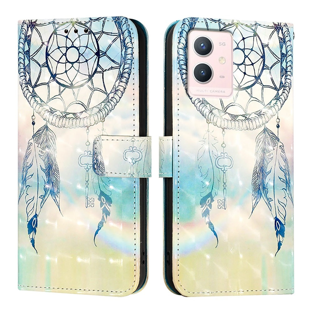 For vivo Y75 4G Leather Flip Phone Case with 3D Painted Design, Card Holder, Wallet & Stand Function - Durable Protection & Easy Access