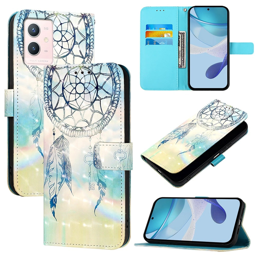 vivo V23e 4G/5G Leather Flip Phone Case with 3D Painted Design, Card Holder, Wallet & Stand Function - Durable Protection & Easy Access