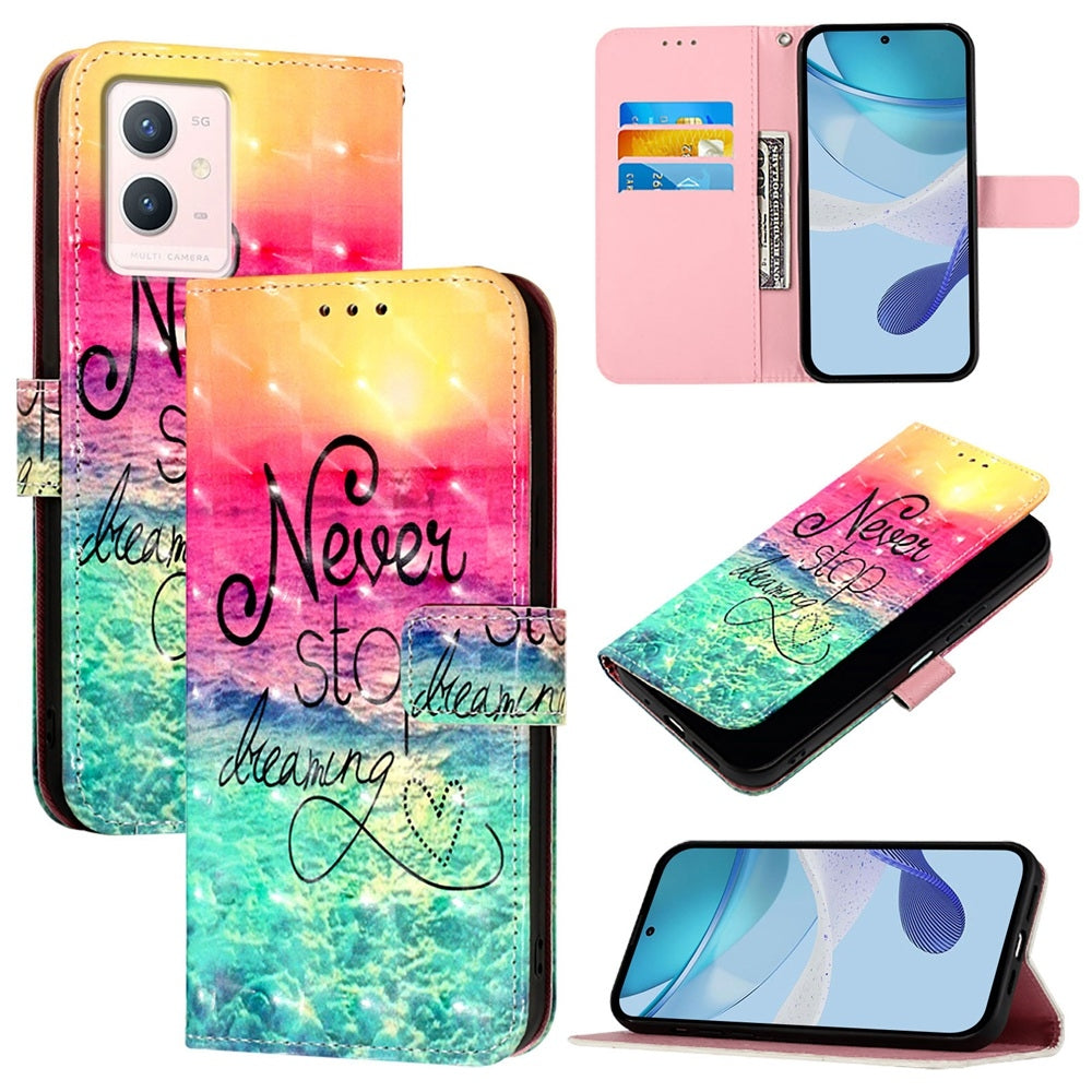 For vivo Y75 4G Leather Flip Phone Case with 3D Painted Design, Card Holder, Wallet & Stand Function - Durable Protection & Easy Access