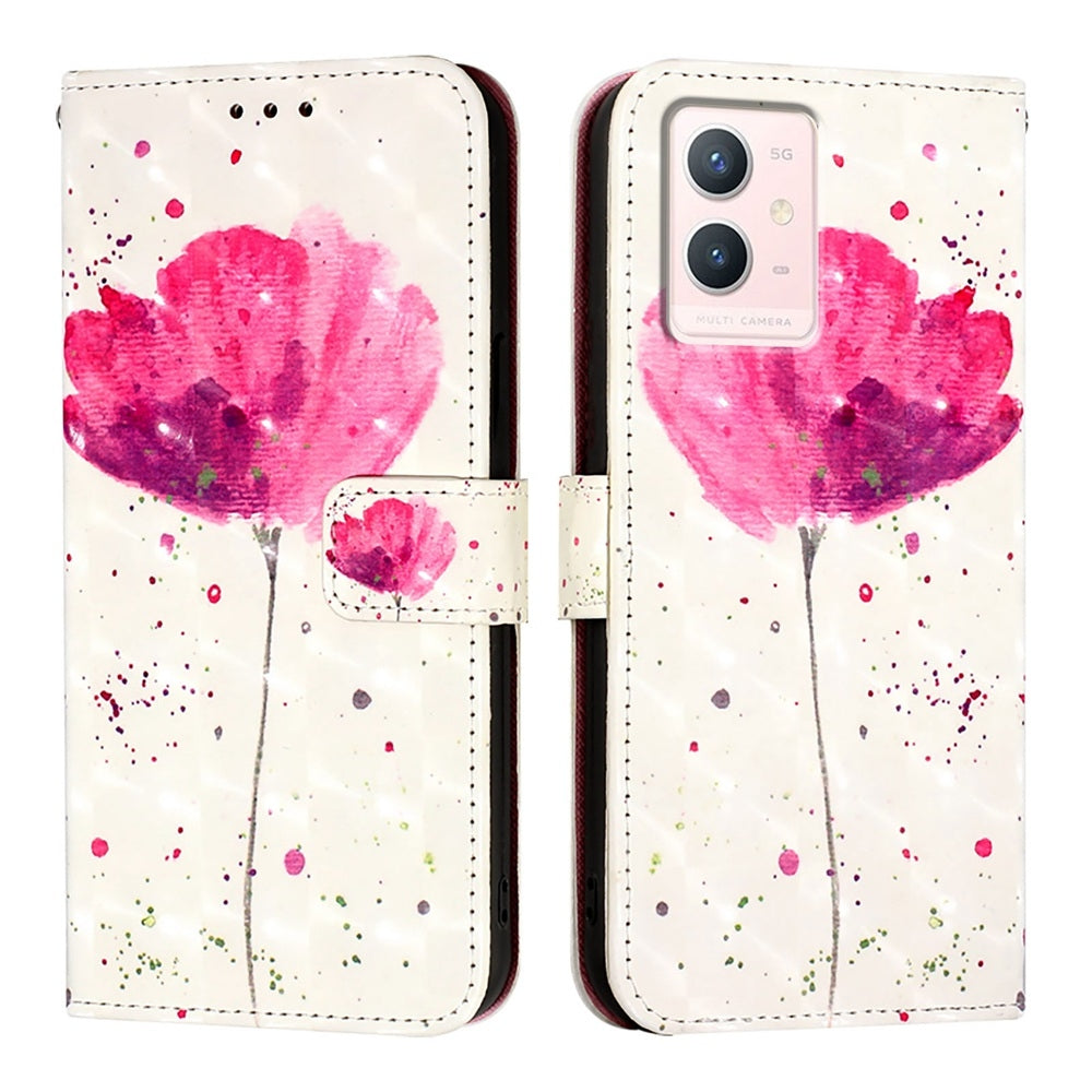 For vivo Y75 4G Leather Flip Phone Case with 3D Painted Design, Card Holder, Wallet & Stand Function - Durable Protection & Easy Access