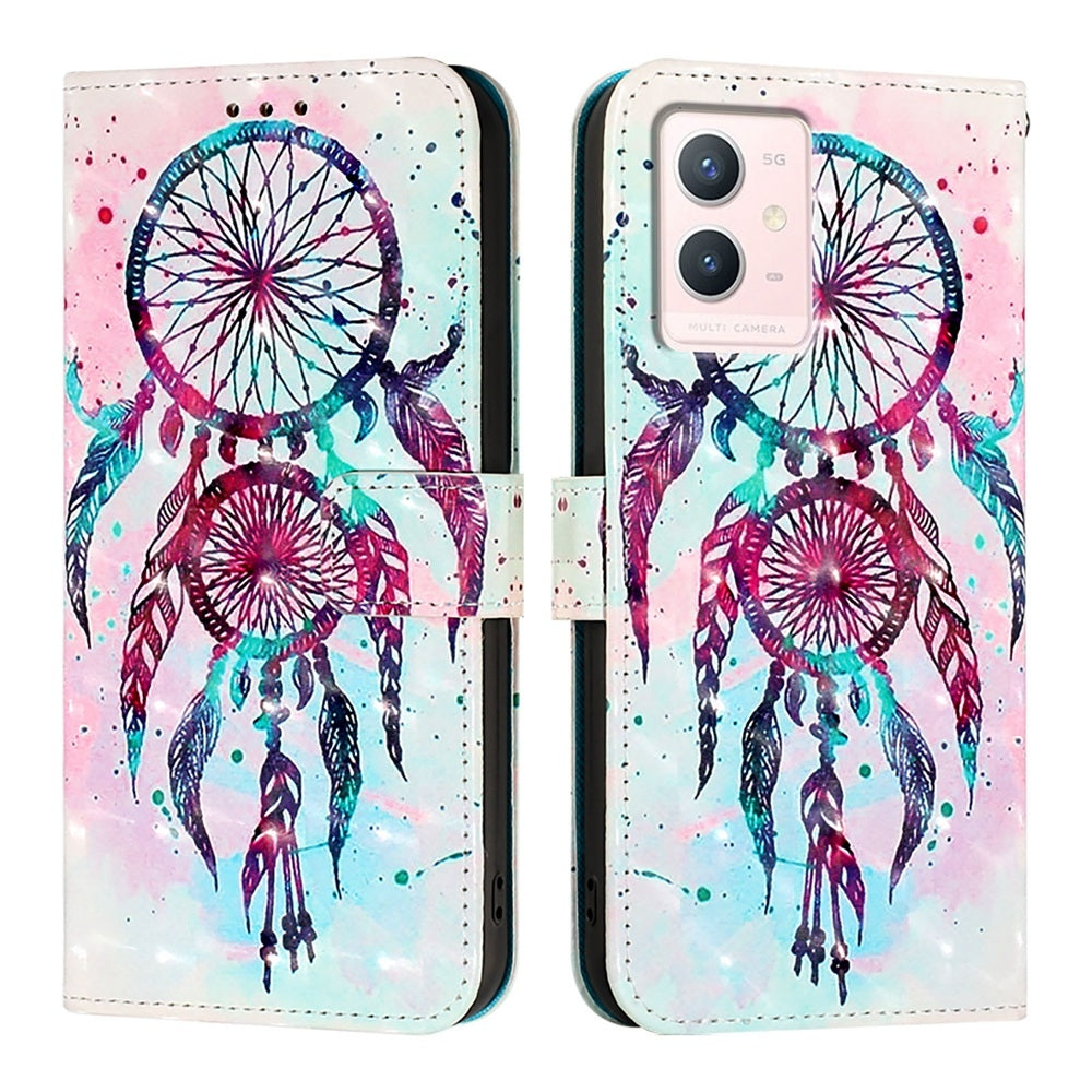 For vivo Y75 4G Leather Flip Phone Case with 3D Painted Design, Card Holder, Wallet & Stand Function - Durable Protection & Easy Access
