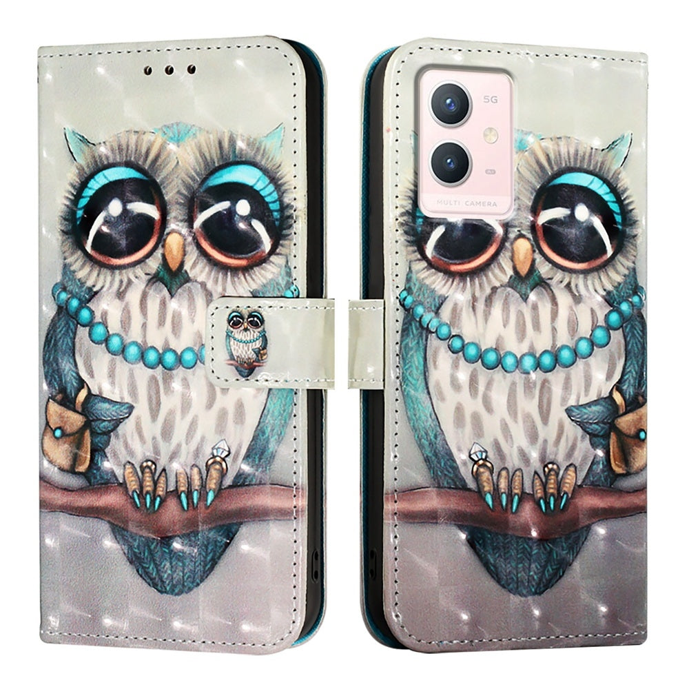 vivo V23e 4G/5G Leather Flip Phone Case with 3D Painted Design, Card Holder, Wallet & Stand Function - Durable Protection & Easy Access